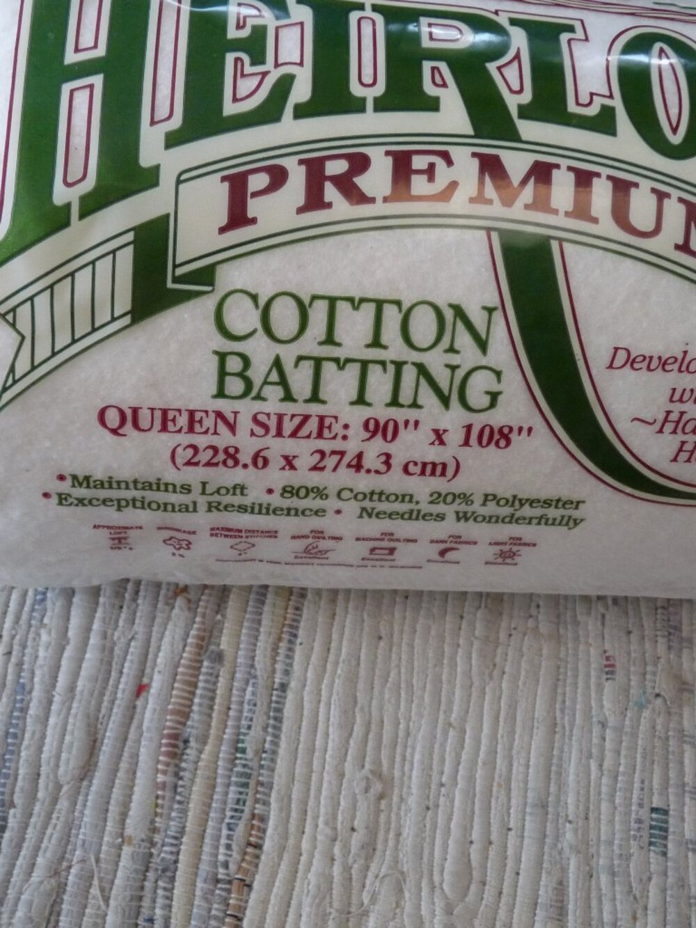 Heirloom cotton quilt batting queen Harriet Margrave